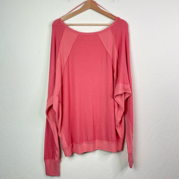 Free People Santa Clara Thermal Slouchy Top in Prairie Rose Size Large, OB967840 - Picture 5 of 16